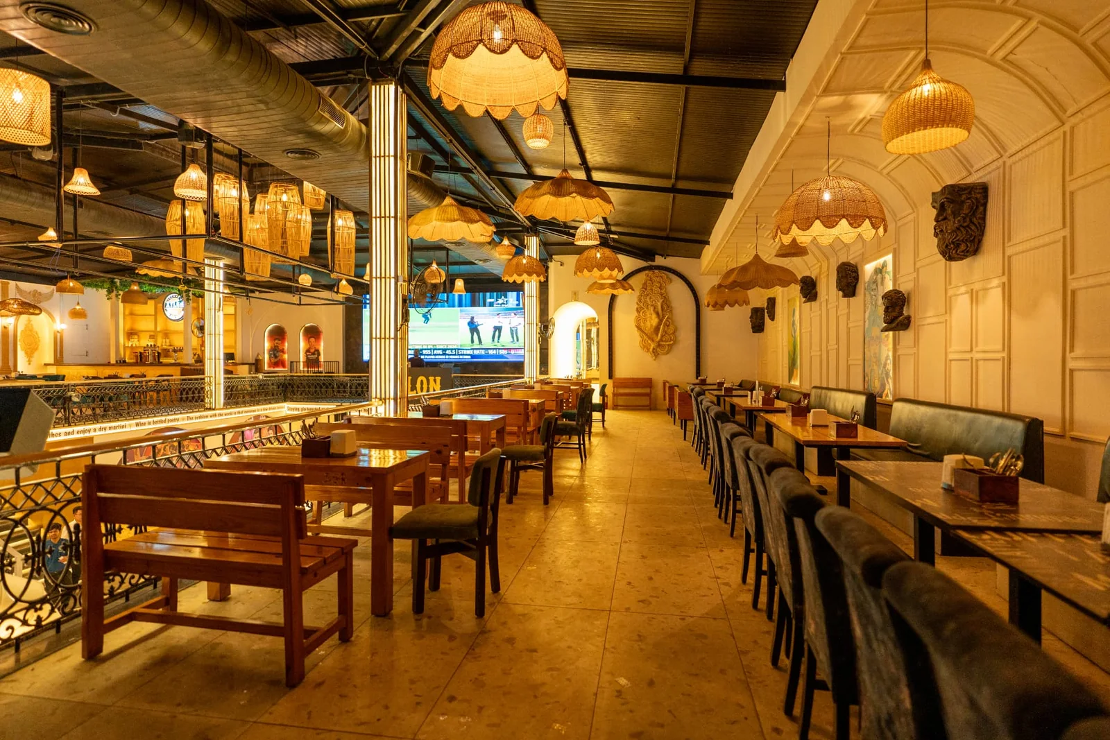 Upper-floor seating at XYLON late at night